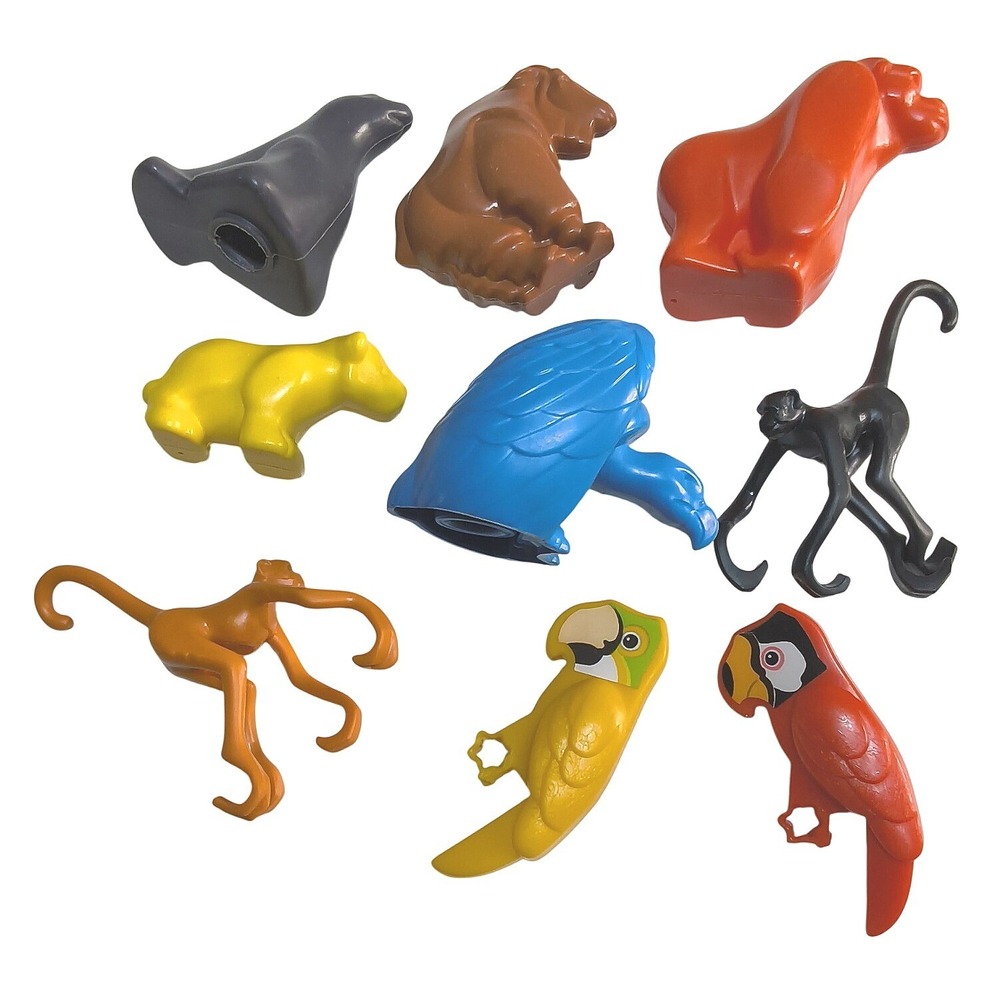 Vintage Fisher Price Jungle Animal Figures Lot 9pc Multicolor Safari Toys OS